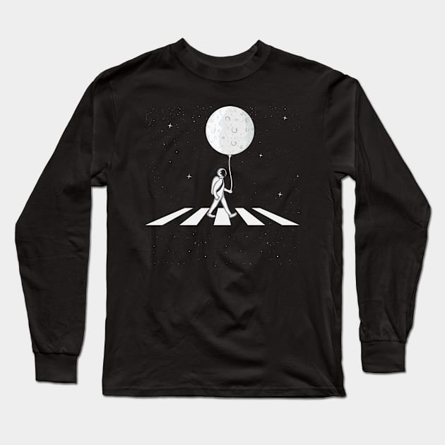 Walk With The Moon Astronaut Long Sleeve T-Shirt by Mako Design 